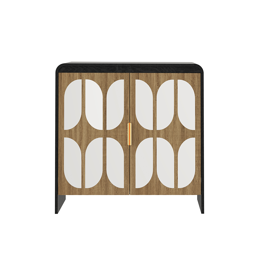 Lattice Mirrored 2-Door Cabinet